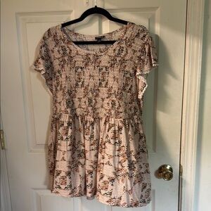 Torrid Pink Smocked Flutter Sleeve Tee